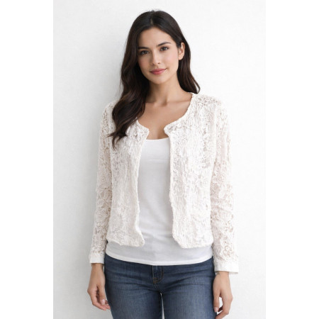 Gilet effet dentelle blanc taille M