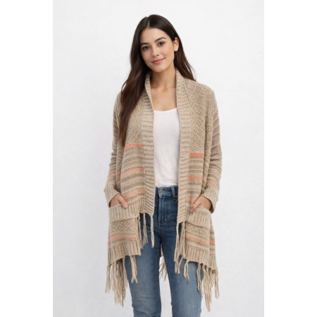 Gilet style poncho camaïeu