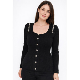 Pull Noir Taille 38 détail étoilé