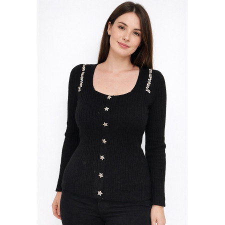 Pull Noir Taille 38 détail étoilé