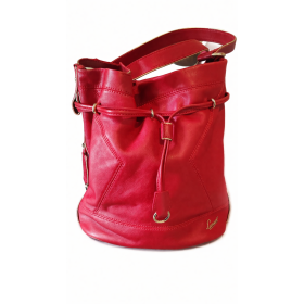 Sac seau moyen LANCEL rouge bordeaux