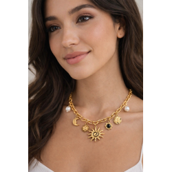 Collier soleil et Lune Acier inoxydable